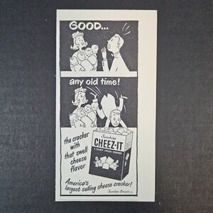1949 Sunshine Biscuits Inc Cheez-It Dainty Cheese Cracker Vintage Print Ad Comic